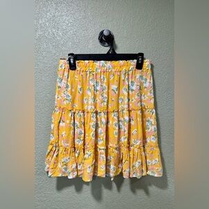 Cynthia Rowley Yellow Floral A-Line Skirt